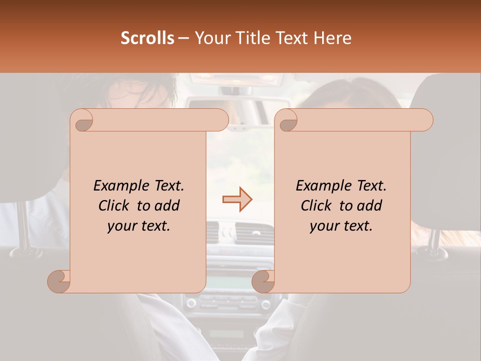 A Man And Woman Sitting In The Back Seat Of A Car PowerPoint Template
