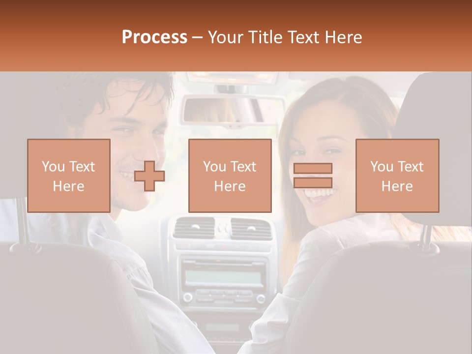 A Man And Woman Sitting In The Back Seat Of A Car PowerPoint Template