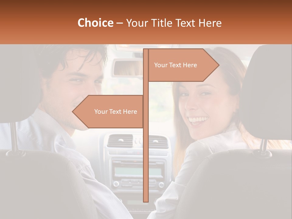 A Man And Woman Sitting In The Back Seat Of A Car PowerPoint Template