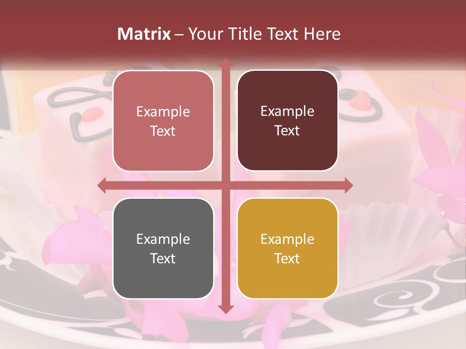 A Plate Of Colorful Desserts With Pink Flowers PowerPoint Template