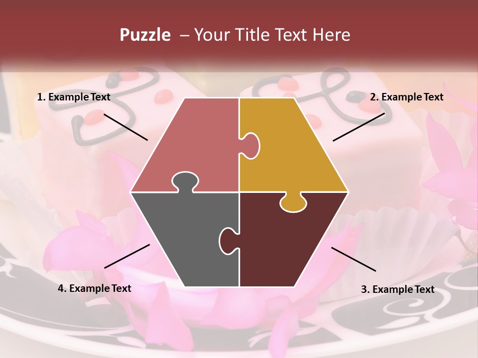 A Plate Of Colorful Desserts With Pink Flowers PowerPoint Template