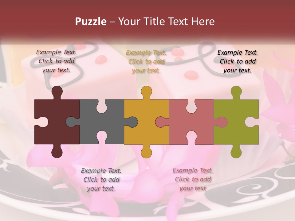 A Plate Of Colorful Desserts With Pink Flowers PowerPoint Template