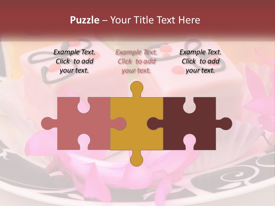 A Plate Of Colorful Desserts With Pink Flowers PowerPoint Template