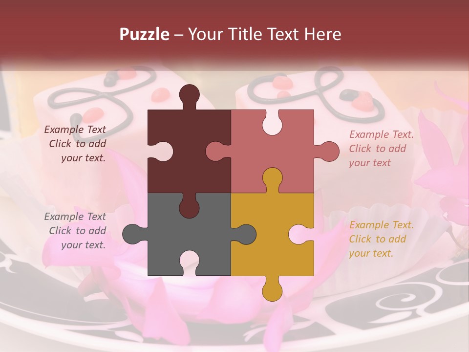 A Plate Of Colorful Desserts With Pink Flowers PowerPoint Template