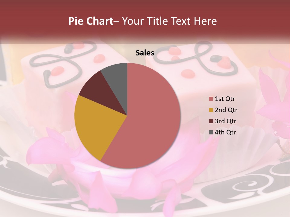 A Plate Of Colorful Desserts With Pink Flowers PowerPoint Template