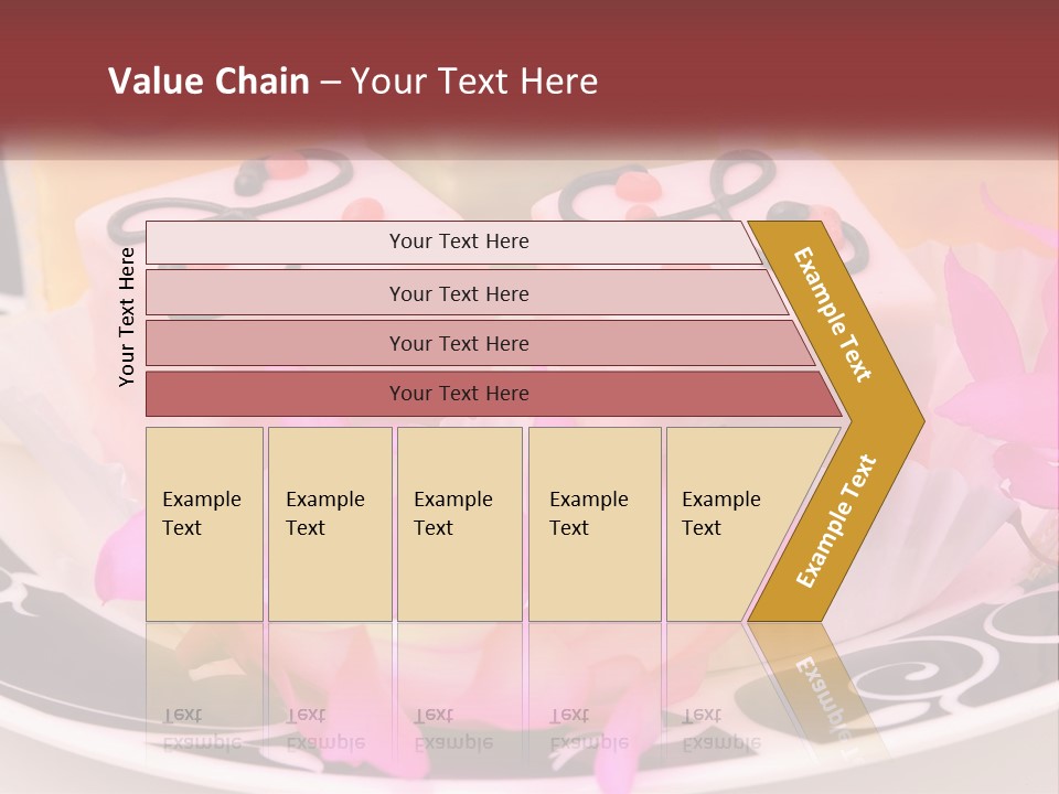 A Plate Of Colorful Desserts With Pink Flowers PowerPoint Template