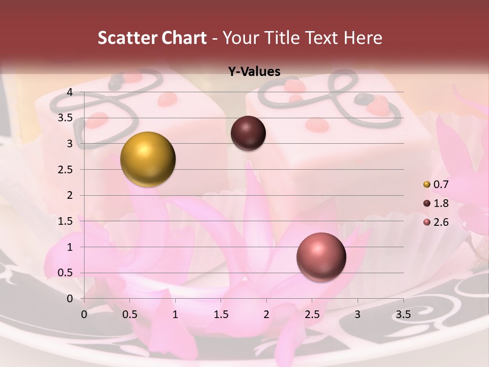 A Plate Of Colorful Desserts With Pink Flowers PowerPoint Template