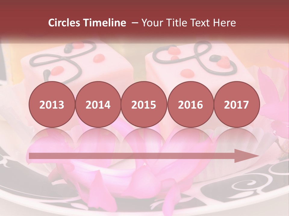 A Plate Of Colorful Desserts With Pink Flowers PowerPoint Template