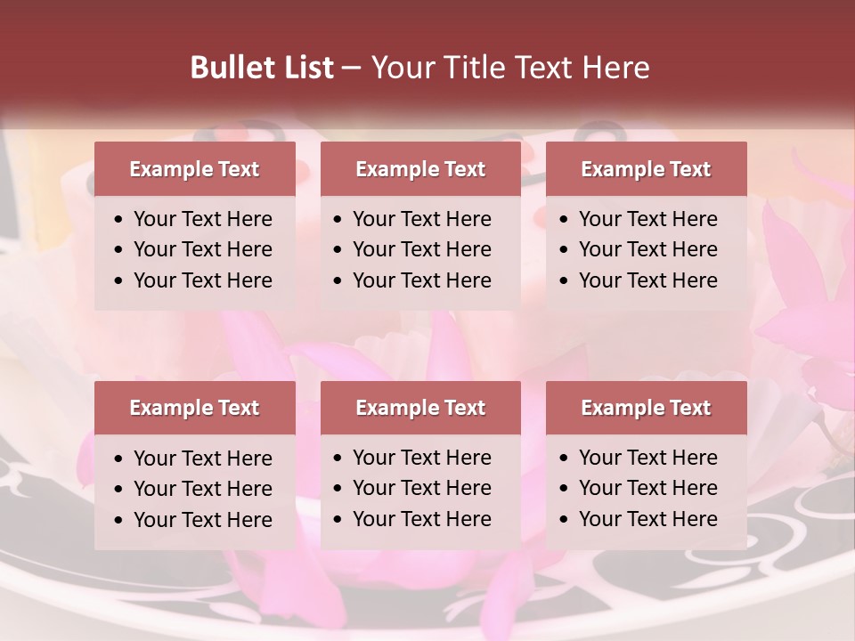 A Plate Of Colorful Desserts With Pink Flowers PowerPoint Template