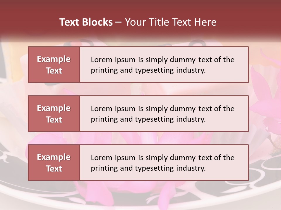 A Plate Of Colorful Desserts With Pink Flowers PowerPoint Template