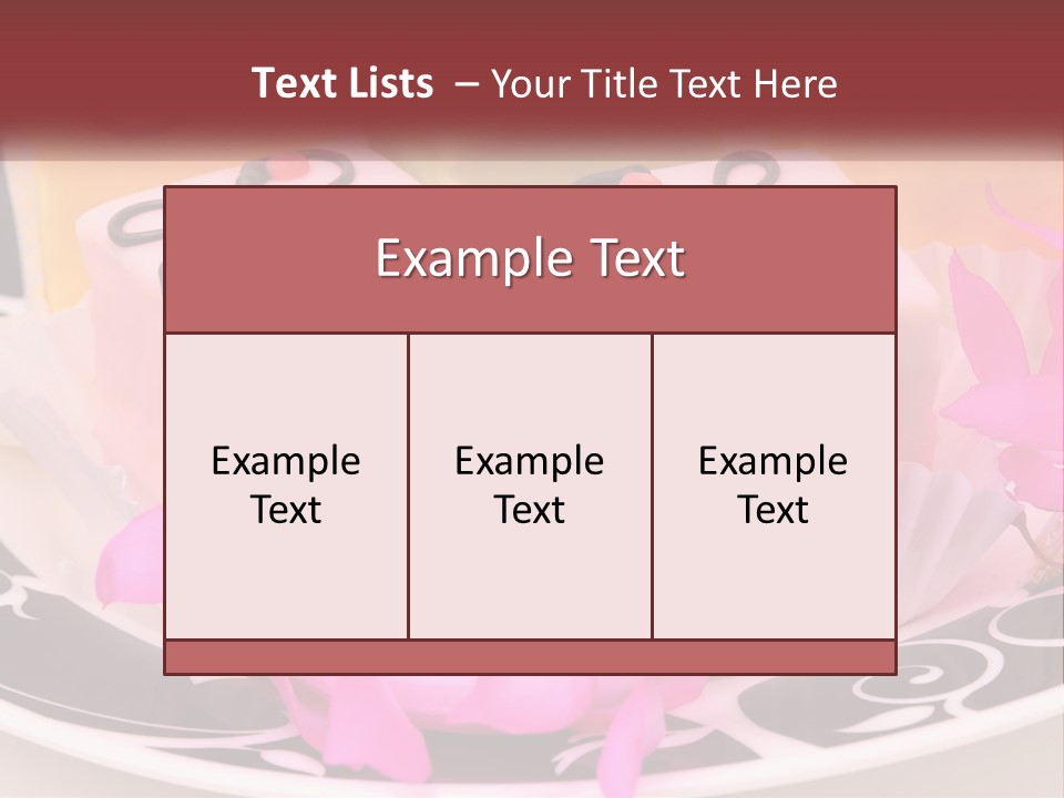 A Plate Of Colorful Desserts With Pink Flowers PowerPoint Template