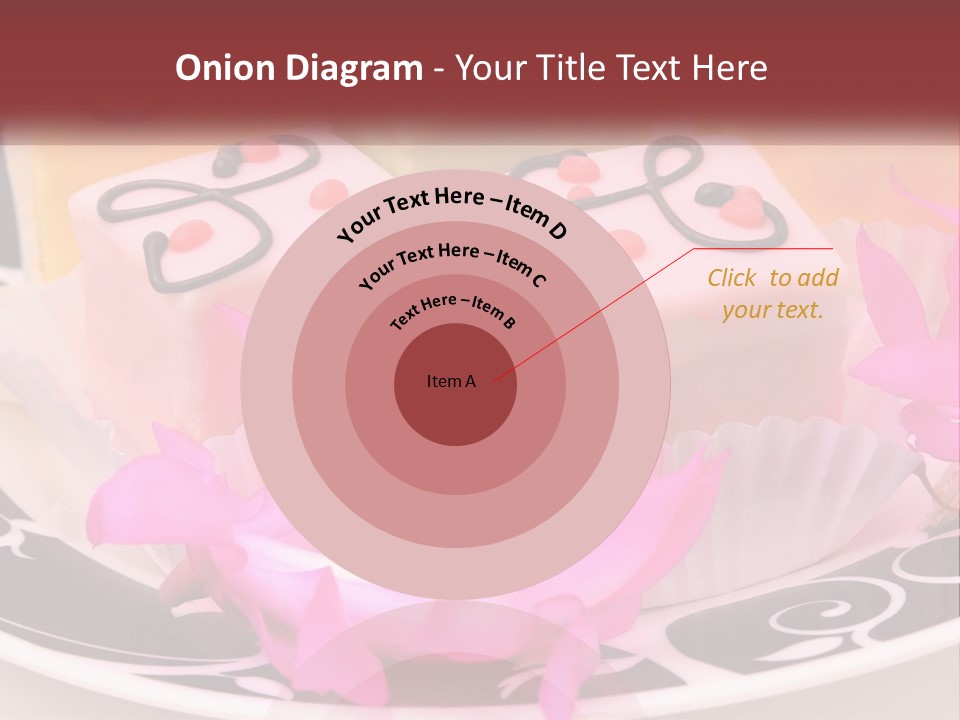 A Plate Of Colorful Desserts With Pink Flowers PowerPoint Template