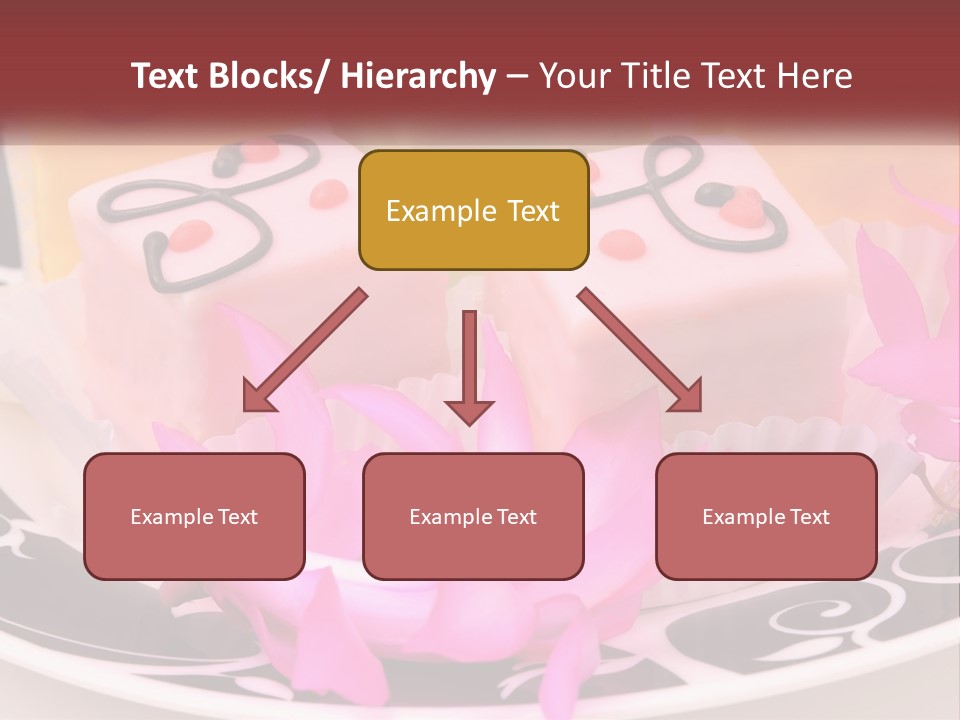 A Plate Of Colorful Desserts With Pink Flowers PowerPoint Template