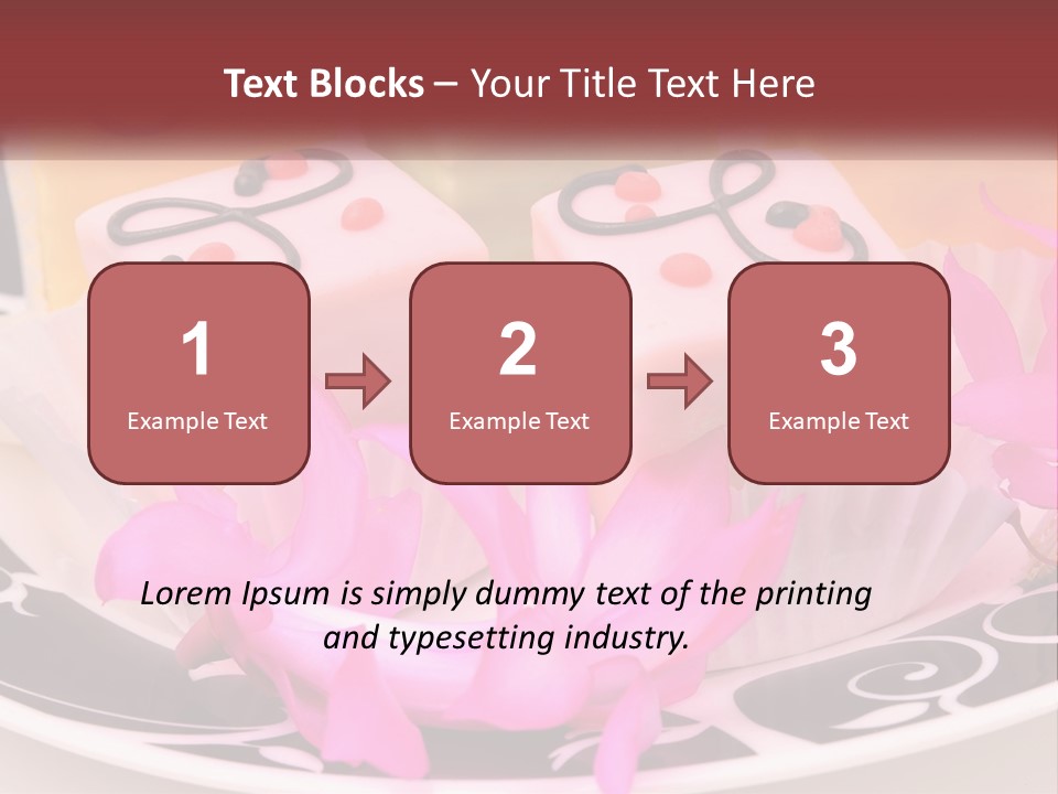 A Plate Of Colorful Desserts With Pink Flowers PowerPoint Template