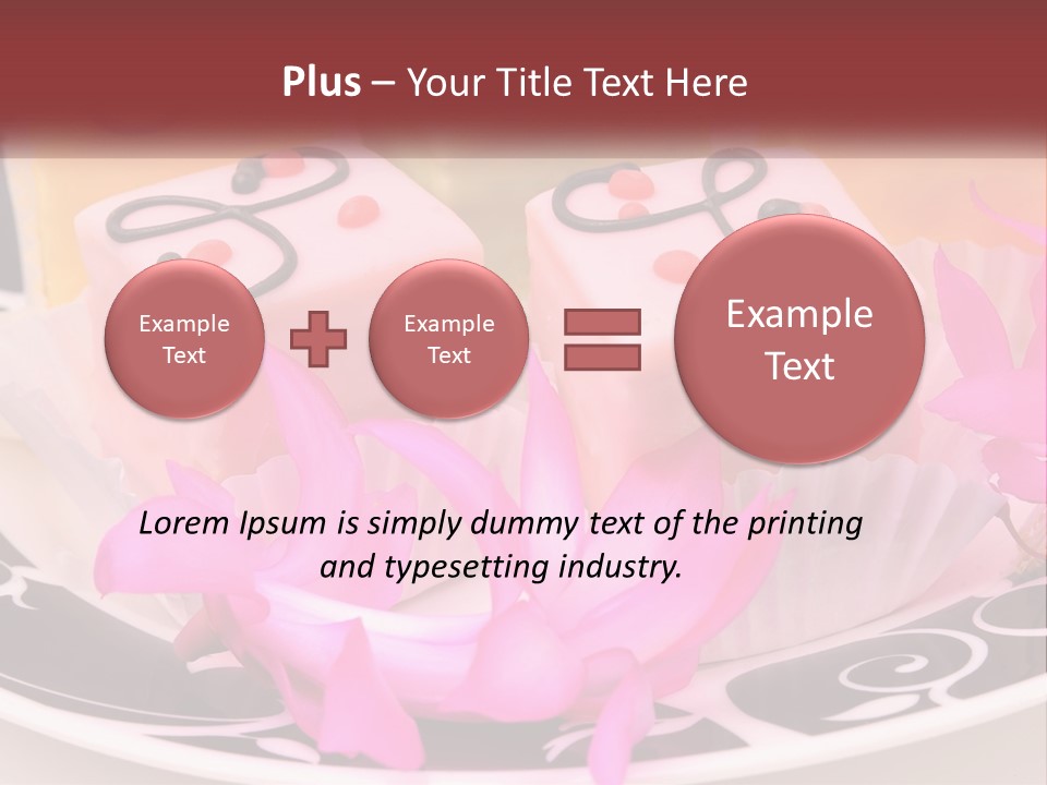 A Plate Of Colorful Desserts With Pink Flowers PowerPoint Template
