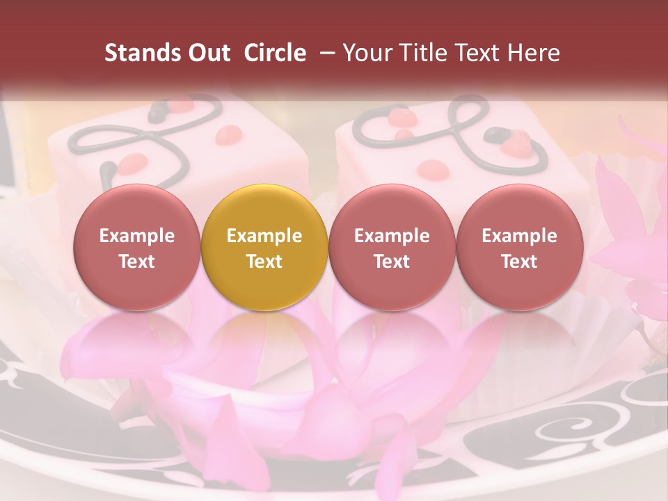 A Plate Of Colorful Desserts With Pink Flowers PowerPoint Template