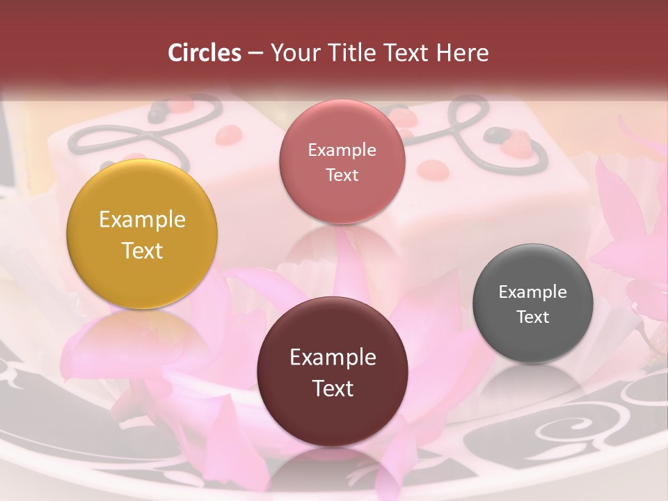 A Plate Of Colorful Desserts With Pink Flowers PowerPoint Template