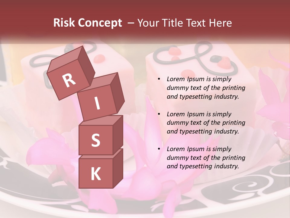 A Plate Of Colorful Desserts With Pink Flowers PowerPoint Template