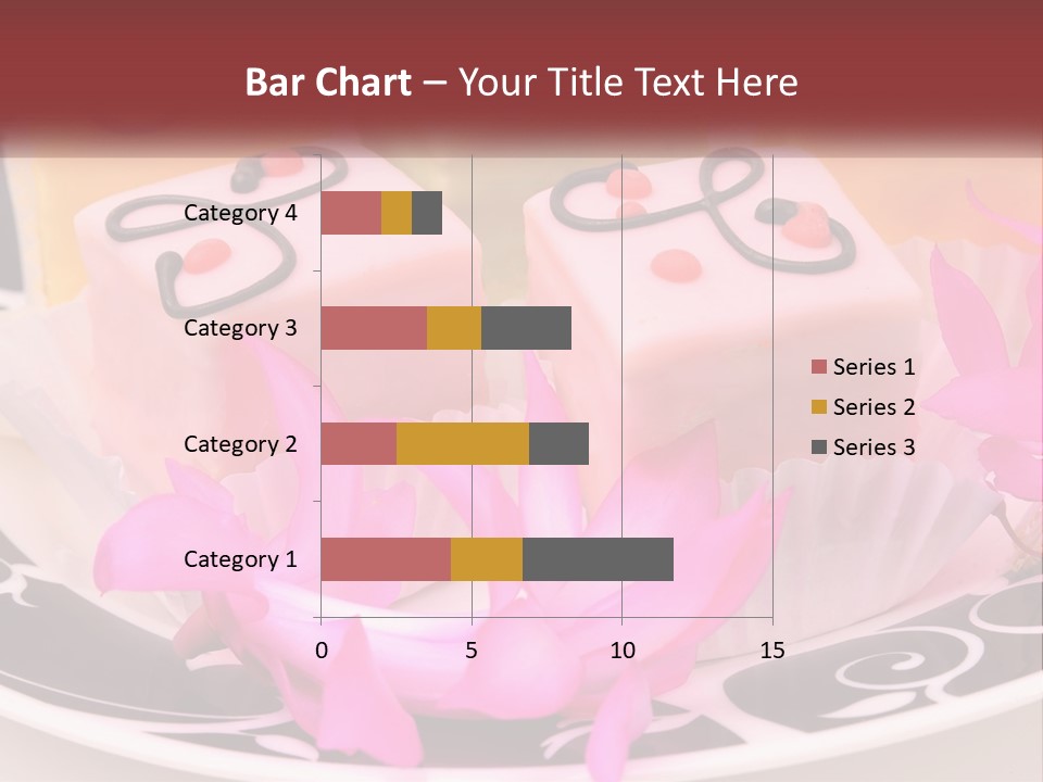 A Plate Of Colorful Desserts With Pink Flowers PowerPoint Template