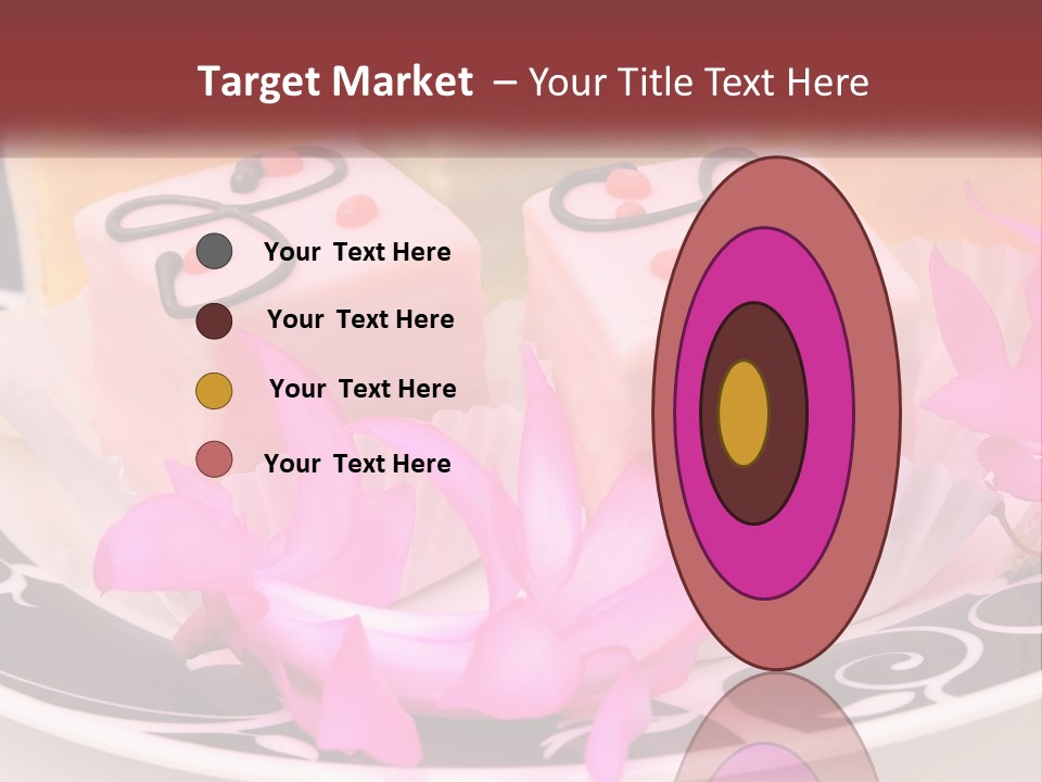 A Plate Of Colorful Desserts With Pink Flowers PowerPoint Template