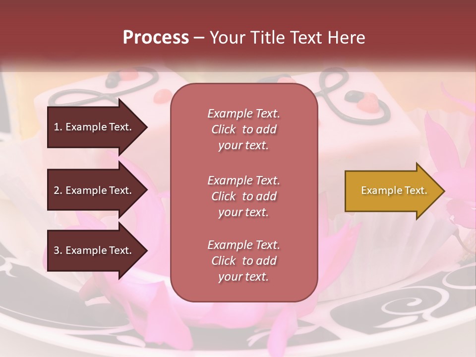 A Plate Of Colorful Desserts With Pink Flowers PowerPoint Template