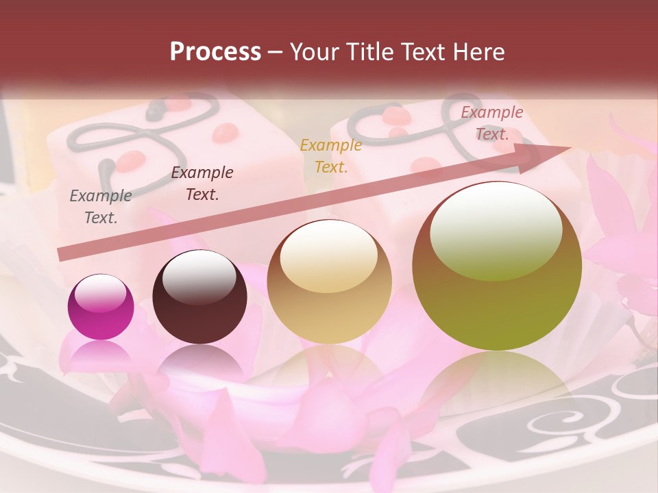 A Plate Of Colorful Desserts With Pink Flowers PowerPoint Template