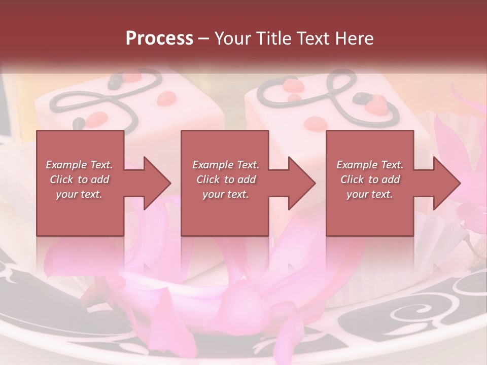 A Plate Of Colorful Desserts With Pink Flowers PowerPoint Template