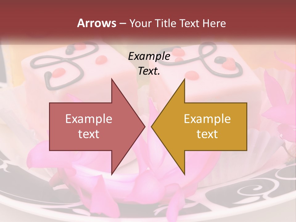 A Plate Of Colorful Desserts With Pink Flowers PowerPoint Template