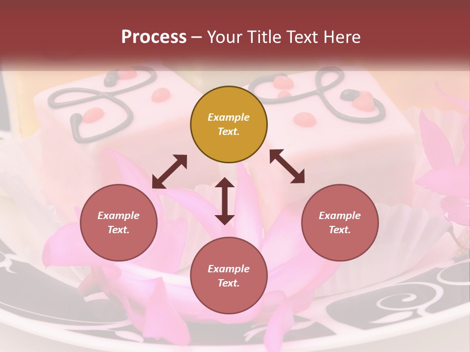 A Plate Of Colorful Desserts With Pink Flowers PowerPoint Template
