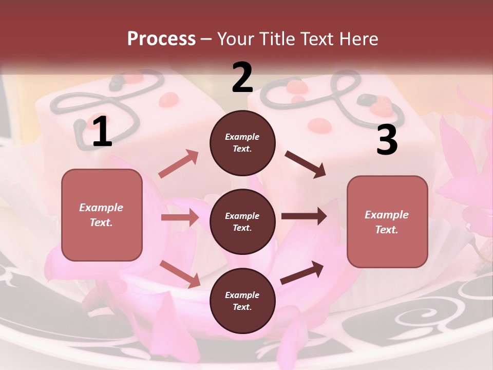 A Plate Of Colorful Desserts With Pink Flowers PowerPoint Template
