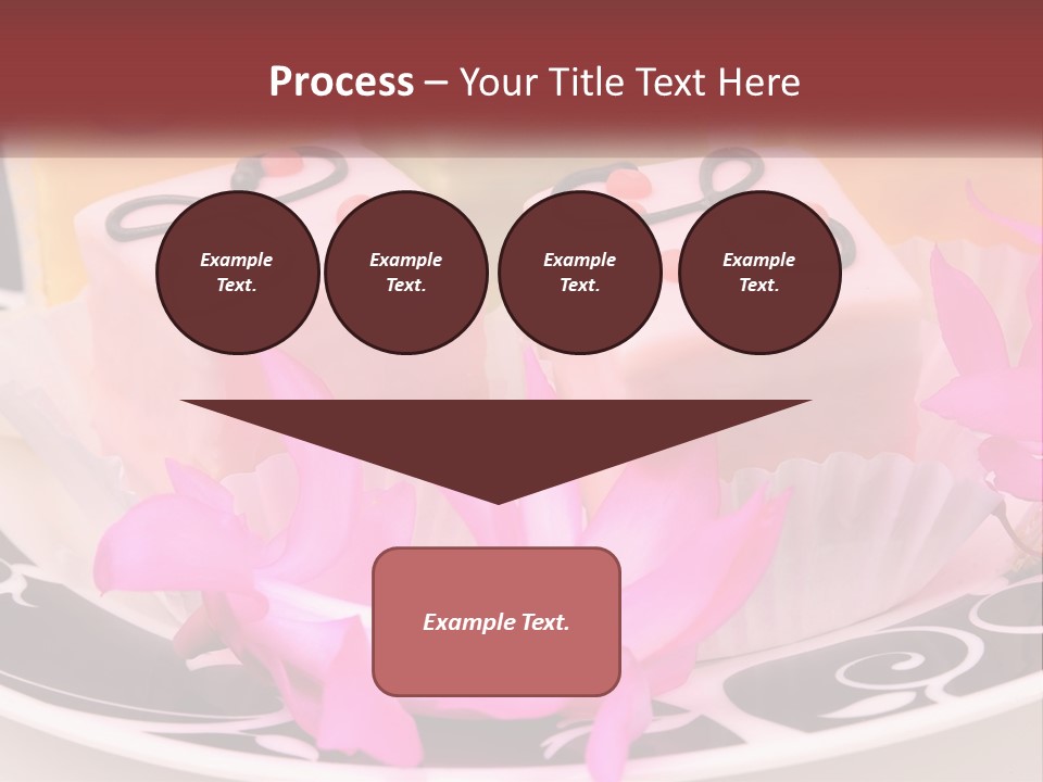 A Plate Of Colorful Desserts With Pink Flowers PowerPoint Template
