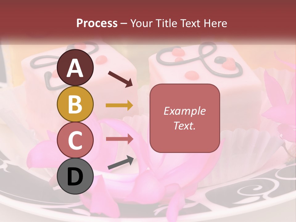 A Plate Of Colorful Desserts With Pink Flowers PowerPoint Template