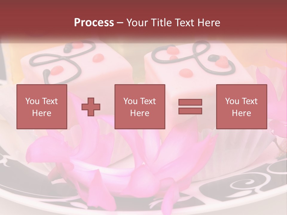 A Plate Of Colorful Desserts With Pink Flowers PowerPoint Template