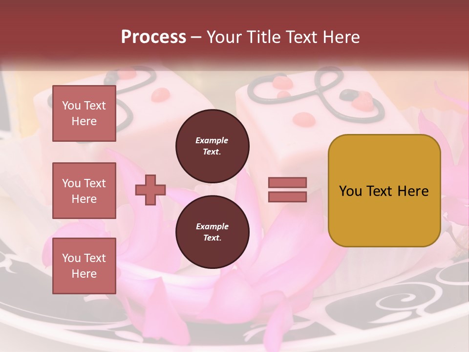 A Plate Of Colorful Desserts With Pink Flowers PowerPoint Template