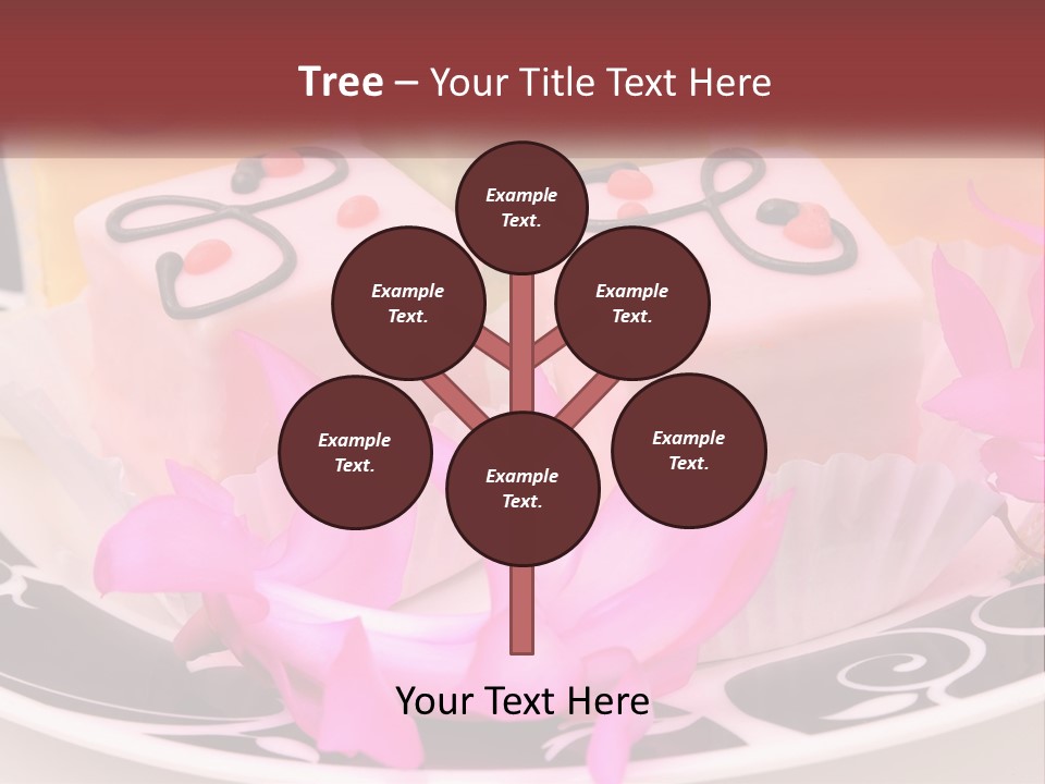 A Plate Of Colorful Desserts With Pink Flowers PowerPoint Template