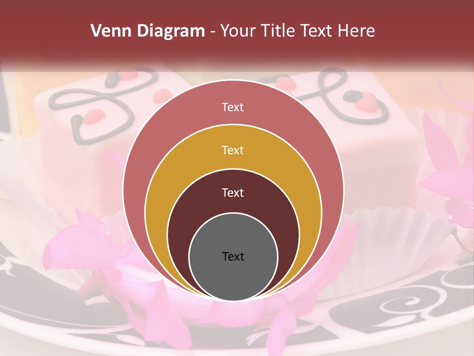 A Plate Of Colorful Desserts With Pink Flowers PowerPoint Template