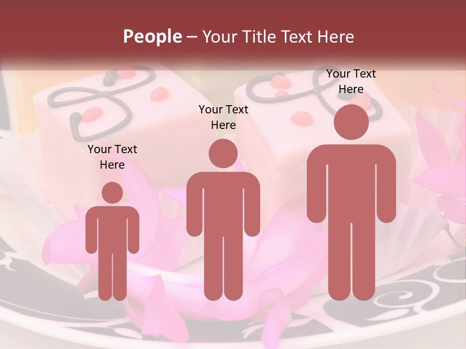 A Plate Of Colorful Desserts With Pink Flowers PowerPoint Template