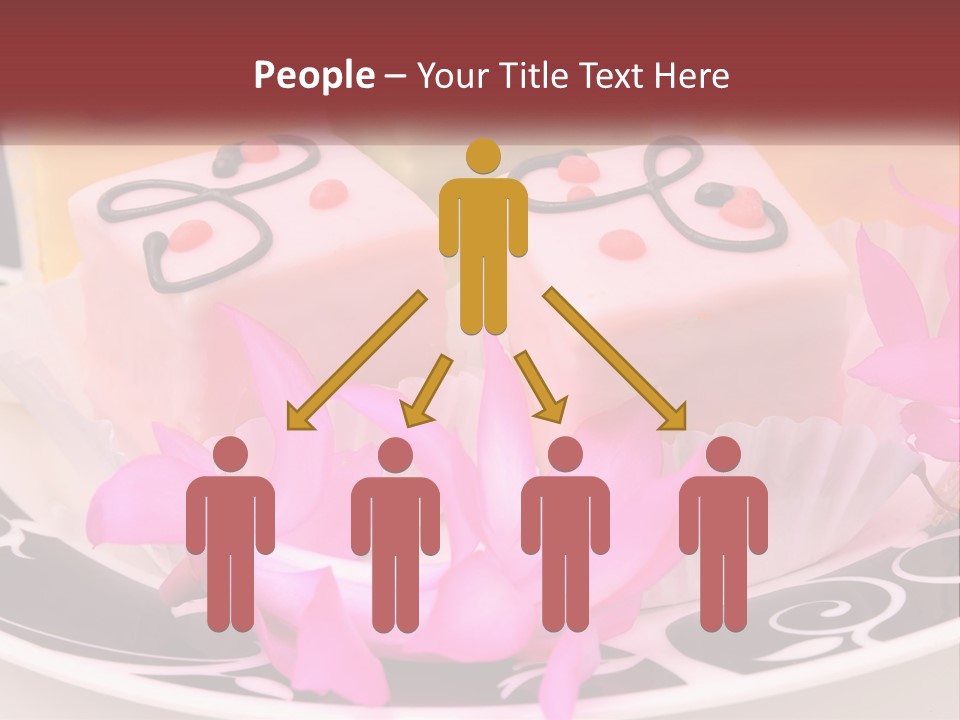 A Plate Of Colorful Desserts With Pink Flowers PowerPoint Template