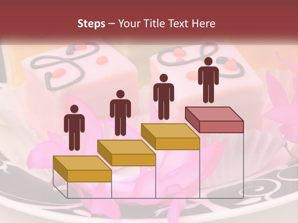 A Plate Of Colorful Desserts With Pink Flowers PowerPoint Template