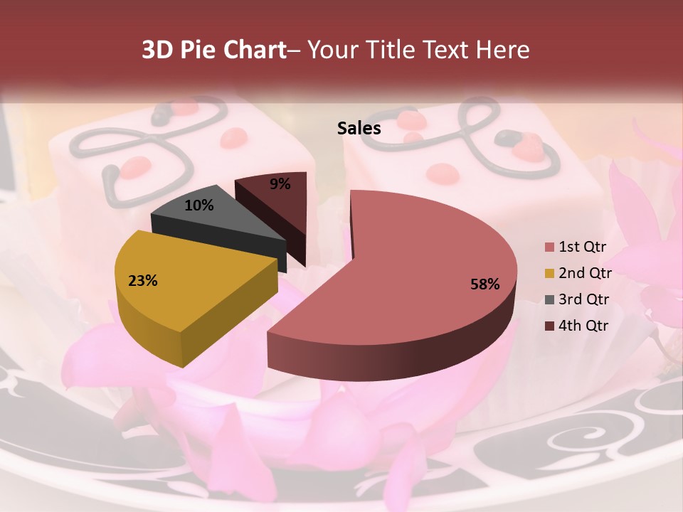 A Plate Of Colorful Desserts With Pink Flowers PowerPoint Template