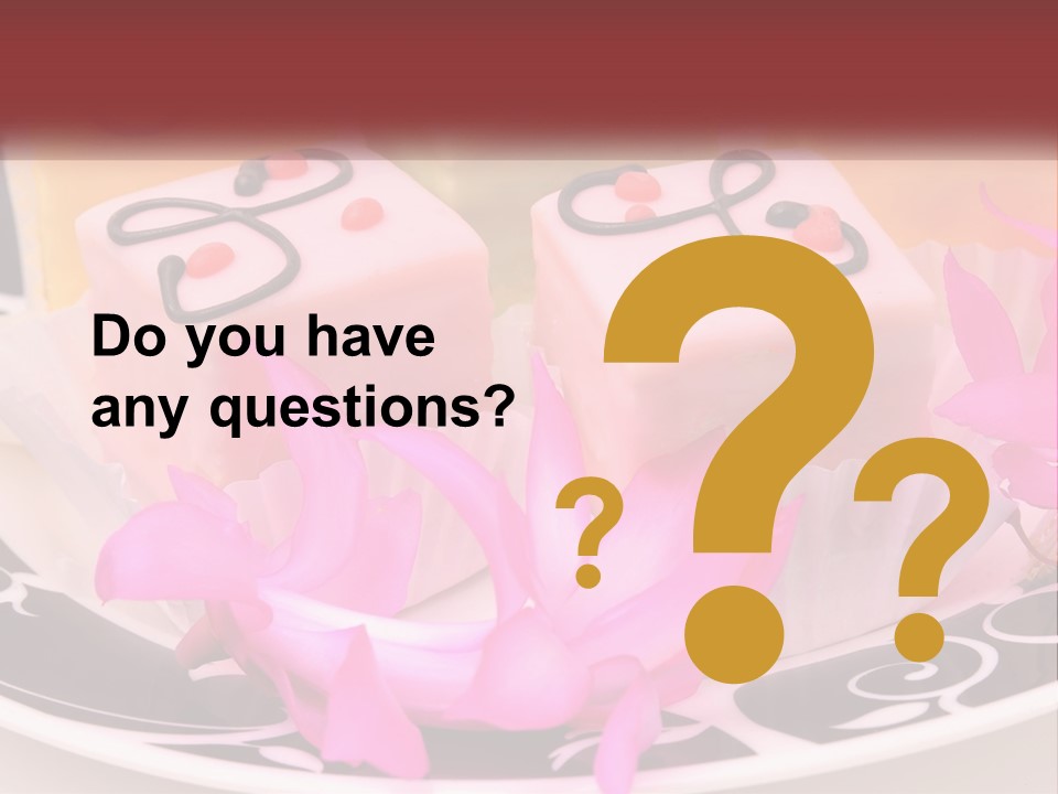 A Plate Of Colorful Desserts With Pink Flowers PowerPoint Template