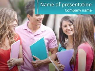A Group Of Young People Standing Next To Each Other PowerPoint Template