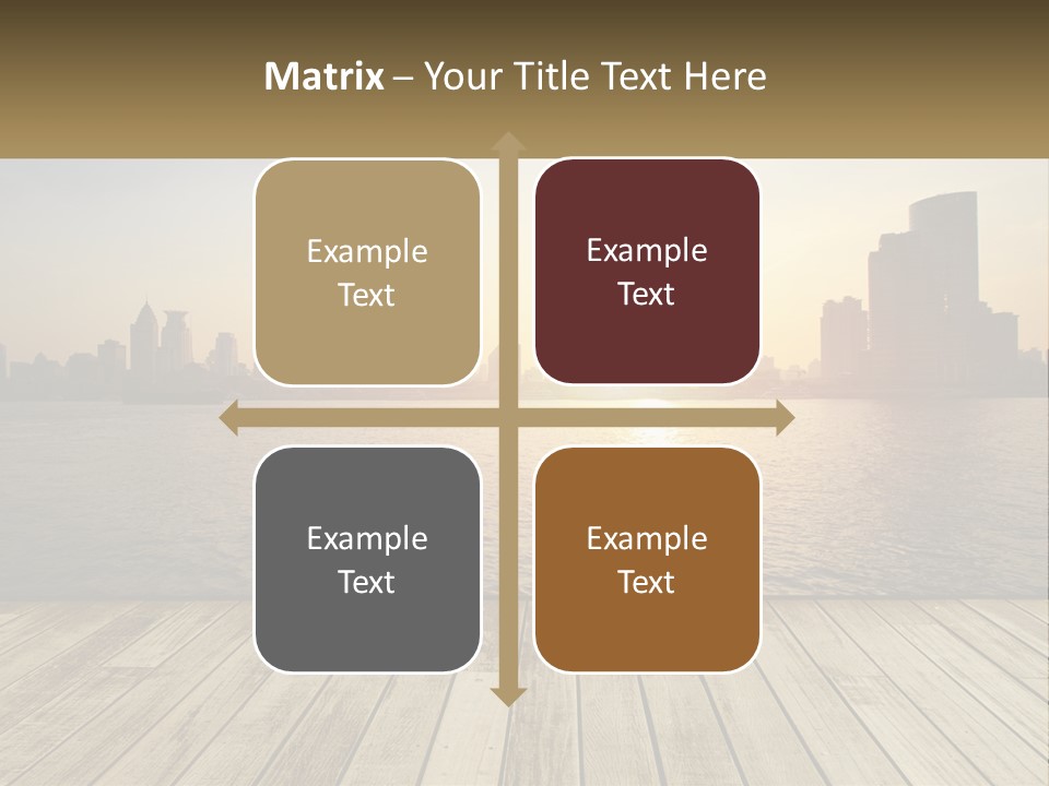 A Wooden Deck Overlooking A Body Of Water With A City In The Background PowerPoint Template