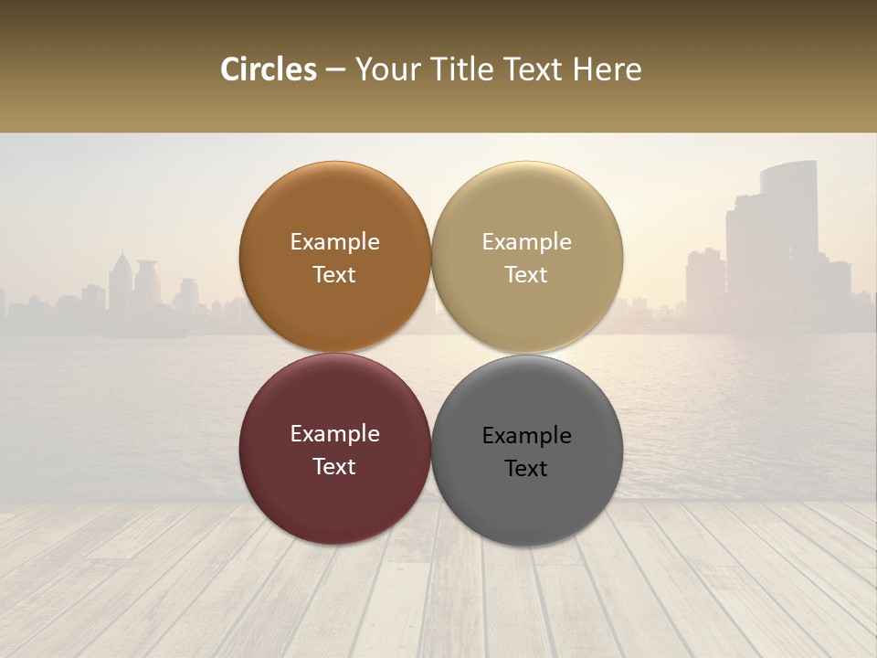 A Wooden Deck Overlooking A Body Of Water With A City In The Background PowerPoint Template