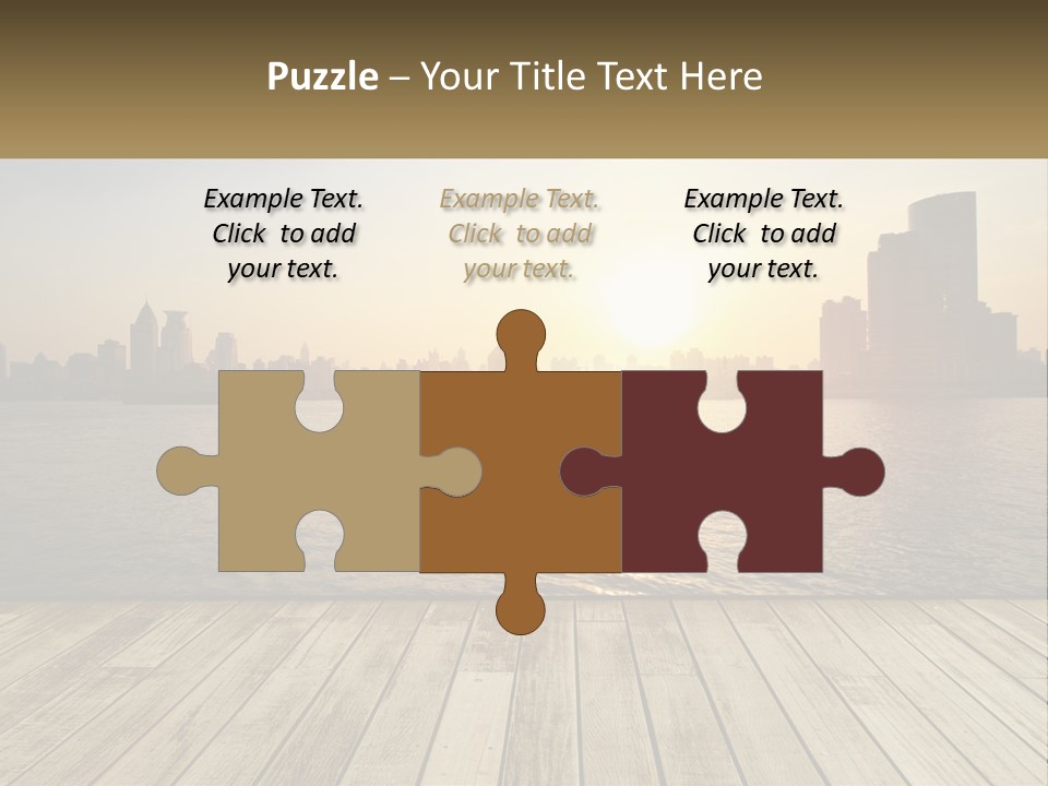 A Wooden Deck Overlooking A Body Of Water With A City In The Background PowerPoint Template