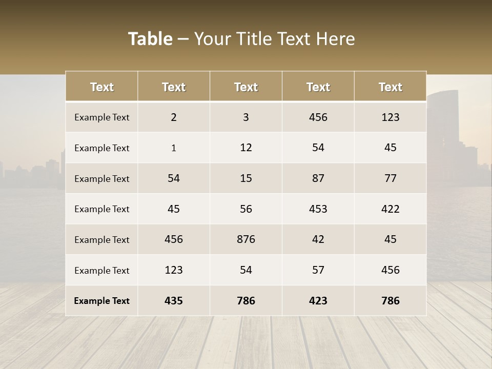 A Wooden Deck Overlooking A Body Of Water With A City In The Background PowerPoint Template