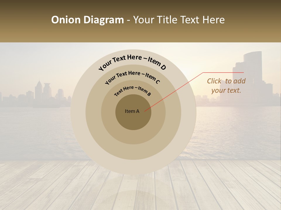 A Wooden Deck Overlooking A Body Of Water With A City In The Background PowerPoint Template