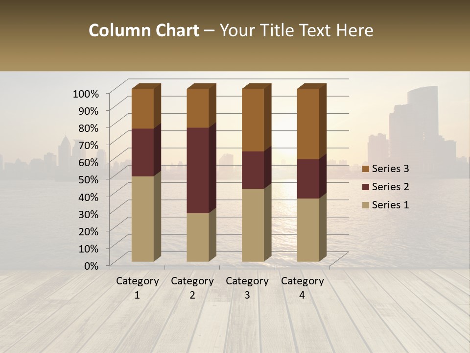 A Wooden Deck Overlooking A Body Of Water With A City In The Background PowerPoint Template