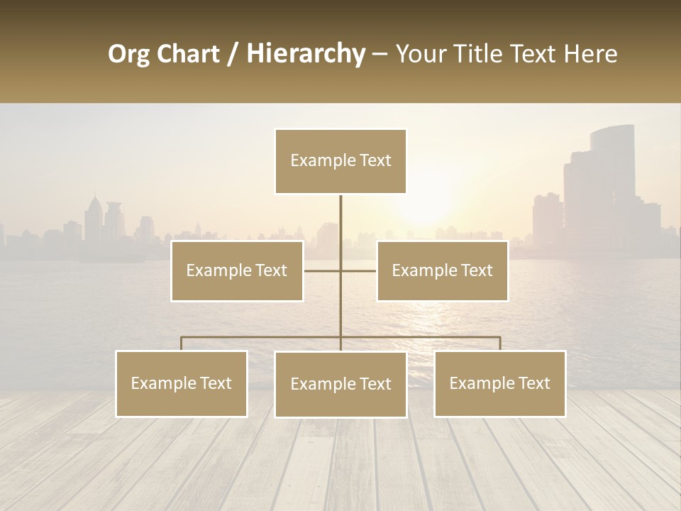 A Wooden Deck Overlooking A Body Of Water With A City In The Background PowerPoint Template