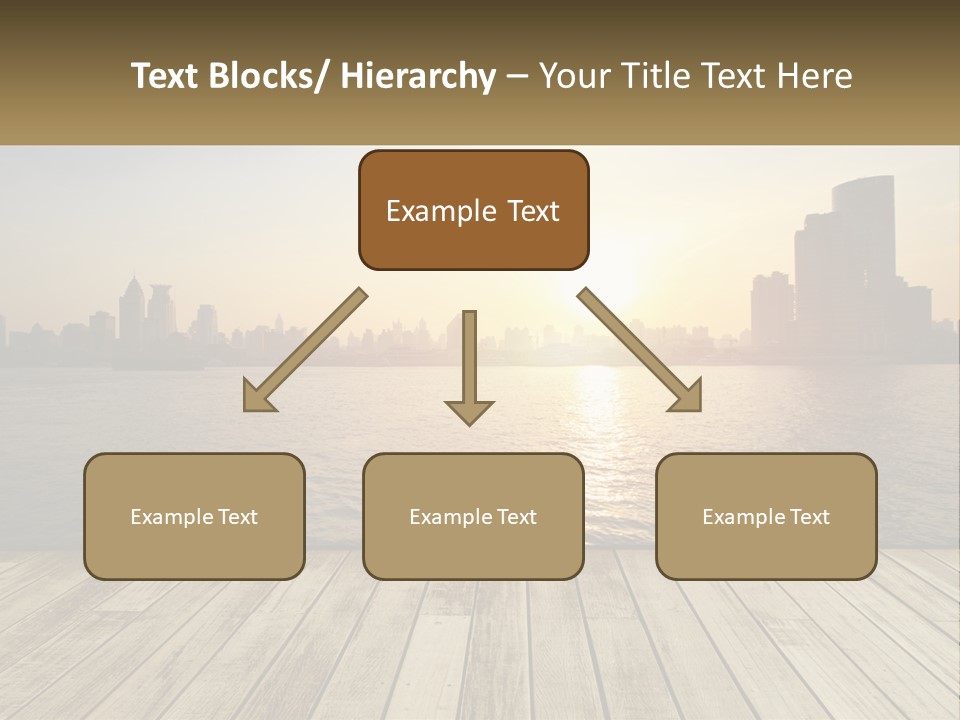 A Wooden Deck Overlooking A Body Of Water With A City In The Background PowerPoint Template